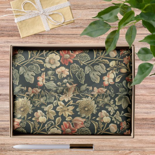 Bloemengroen William Morris Geïnspireerd Monogram Tissuepapier