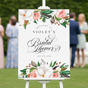 Bloemengroen witte roze bruidsdouche welkomstbord poster