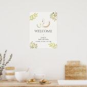  Bloemengroen Zwaan Baby shower Welkom Poster (Keuken)