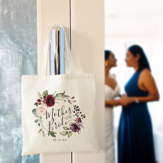 Bloemengroene Krans Burgundy Blush Moeder van de B Tote Bag