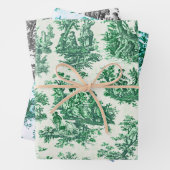 bloemengroene toile jouy inpakpapier vel (In situ)