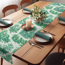  bloemengroene toile jouy korte tafelloper