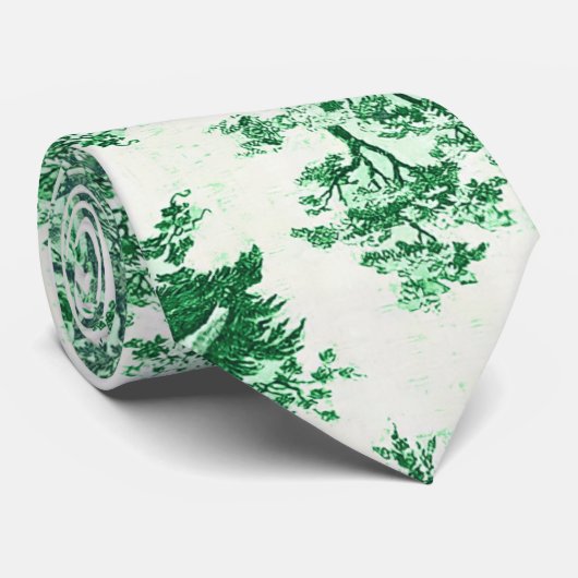  bloemengroene toile jouy stropdas (Opgerold)