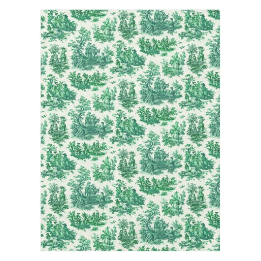 bloemengroene toile jouy tafelkleed (Voorkant)