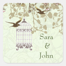 Bloemengroene vogelkooi, liefdevogels envelop seal