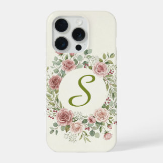 Bloemengroenste Monogram S iPhone Hoesje | Roze Ro 15 Pro Case