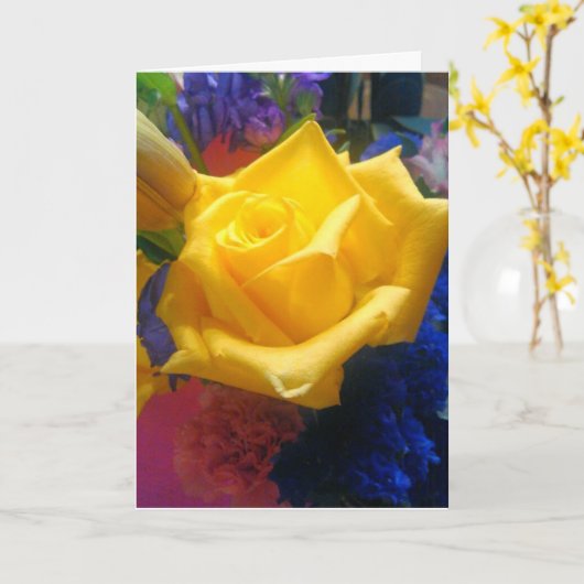 Bloemengroet, standaard witte enveloppen inbegrepe kaart (Gele Bloem)