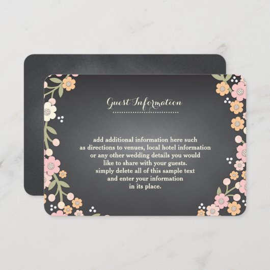Bloemenguirlande Charming Garden II Huwelijksinfor Informatiekaartje (Voorkant / Achterkant)