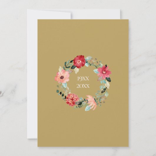 Bloemenguirlande Chic Goud 50ste trouwdag Kaart (Achterkant)