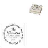 Bloemenguirlande familienaam retouradres stempel (Gestempeld)