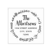 Bloemenguirlande familienaam retouradres stempel (Afrduk)