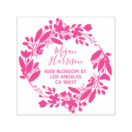Bloemenguirlande Schuingedrukt Fuchsia Retouradres Zelfinktende Stempel