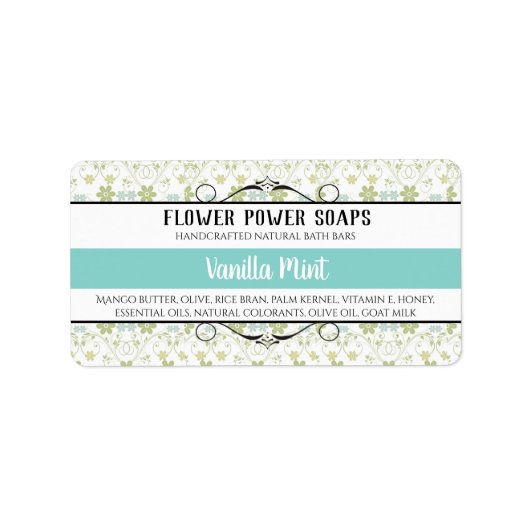 bloemenhandgemaakte zeepbadgeurlabels etiket (Voorkant)
