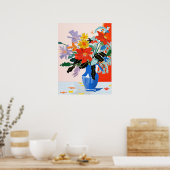Bloemenharmonie: een levendige vaas poster (Keuken)