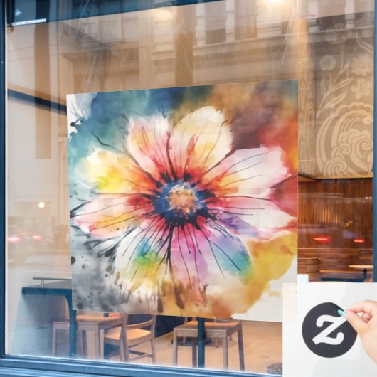 Bloemenharmonie in pastelkleuren raamsticker (Cafe Raam)