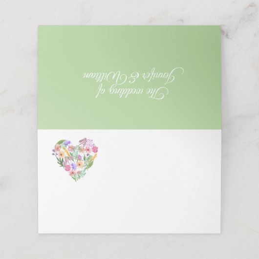 Bloemenhart bruiloft gevouwen plaats kaart plaatskaartje (Buitenkant ongevouwen)