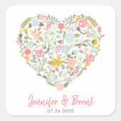 Bloemenhart bruiloft stickers (Voorkant)