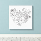 Bloemenhart Doodle 6 Canvas Afdruk (Insitu (Houten vloer))