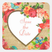 Bloemenhart Envelop afdichtingen of Product Sticke Vierkante Sticker (Voorkant)