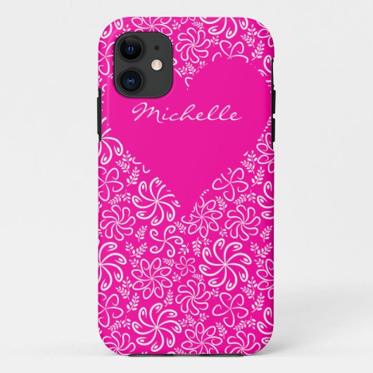Bloemenhart in roze met een naam Case-Mate iPhone case (Achterkant)