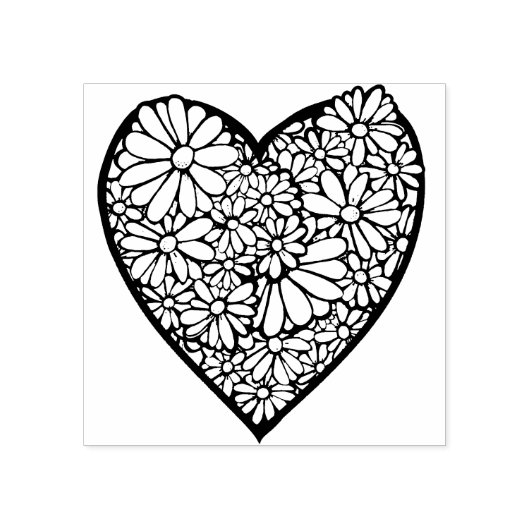 Bloemenhart LIEFDE Rubberstempel (Afrduk)