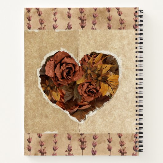  Bloemenhart met Rustieke Bruine Rozen Notitieboek (Achterkant)