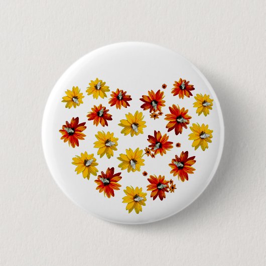 Bloemenhart met vlinders - Romantisch design Ronde Button 5,7 Cm (Voorkant)