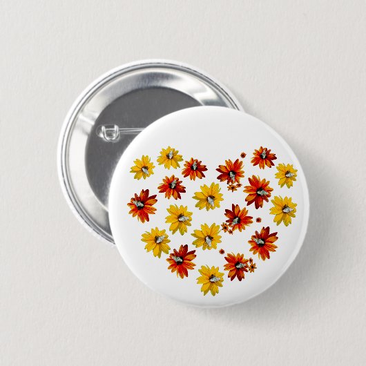 Bloemenhart met vlinders - Romantisch design Ronde Button 5,7 Cm (Voorkant /achterkant)