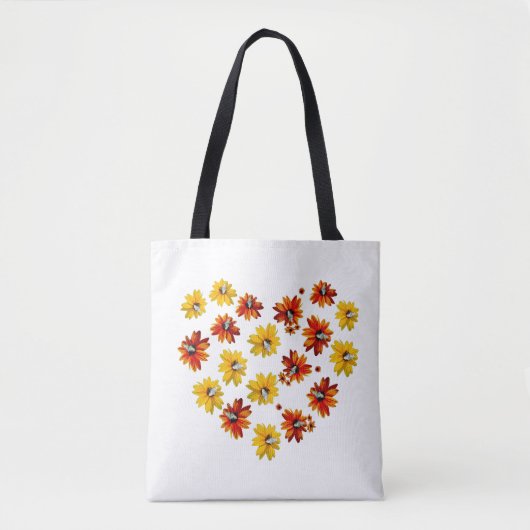 Bloemenhart met vlinders - Romantisch design Tote Bag (Voorkant)