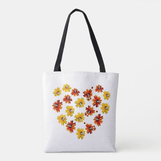 Bloemenhart met vlinders - Romantisch design Tote Bag (Achterkant)