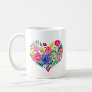 Bloemenhart met Vrouw's Quote Koffiemok