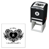 bloemenhart monogram ex libris zelfinktende stempel (In situ)