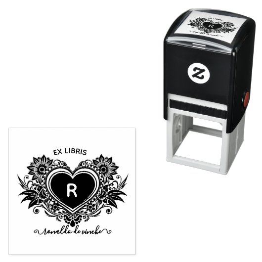  bloemenhart monogram ex libris  zelfinktende stempel (In situ)