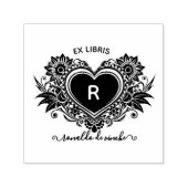bloemenhart monogram ex libris zelfinktende stempel (Design)