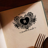  bloemenhart monogram ex libris  zelfinktende stempel