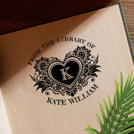  bloemenhart monogram zelfinkerend rubberstempel