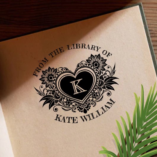 bloemenhart monogram zelfinkerend rubberstempel