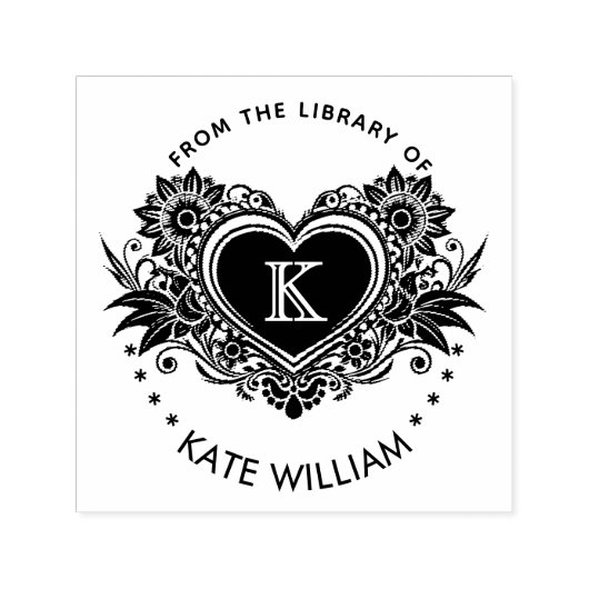  bloemenhart monogram zelfinkerend  zelfinktende stempel (Design)