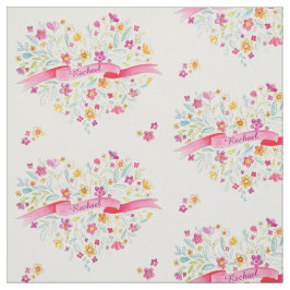 Bloemenhart roze geel naam waterverf art stof