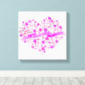 Bloemenhart roze paarse naam waterverf kunst canvas afdruk (Insitu (Houten vloer))