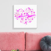 Bloemenhart roze paarse naam waterverf kunst canvas afdruk (Insitu (Woonkamer))