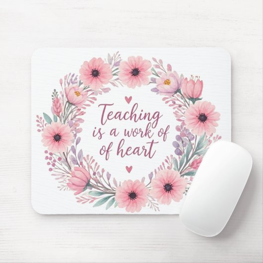 Bloemenhart van de leraar gloed muismat (Met muis)