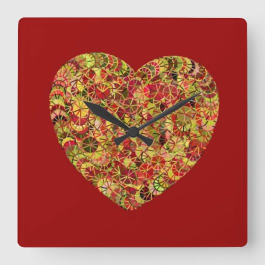  bloemenhart vierkante klok (Voorkant)