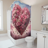 Bloemenhart & vlinder douche gordijn (In situ)