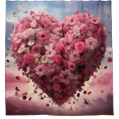 Bloemenhart & vlinder douche gordijn (Voorkant)