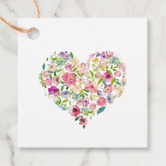 Bloemenhart Waterverf Art Pink Love Sweet Bedankjes Labels (Voorkant)