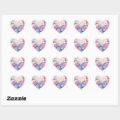Bloemenhartkrans | Pastel Waterverf roze Hart Sticker (Vel)