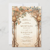 Bloemenhaven Islamitische Lamp Moslim Bruiloft Kaart (Voorkant)