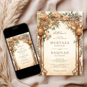 Bloemenhaven Islamitische Lamp Moslim Bruiloft Kaart