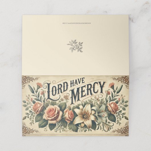 BLOEMENHEER HEB BARMHARTIGHEID GEBED HEILIGE KAART PLAATSKAARTJE (Buitenkant ongevouwen)